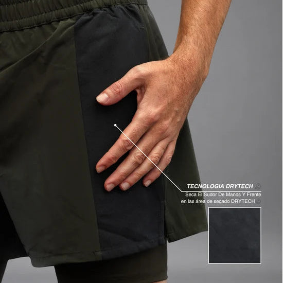 Men's Drybreak Advanced Olive Shorts (Left) - Padelspeed - UK padel and racket sports shop ()