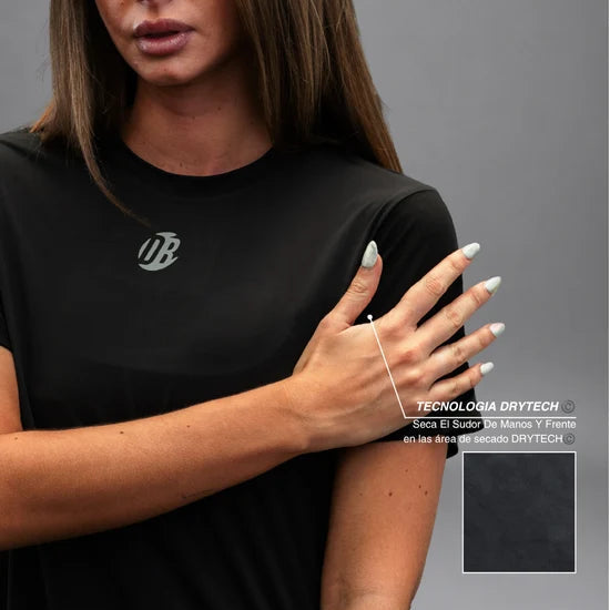 Women's Drybreak Classic Black T-Shirt - Padelspeed - UK padel and racket sports shop ()