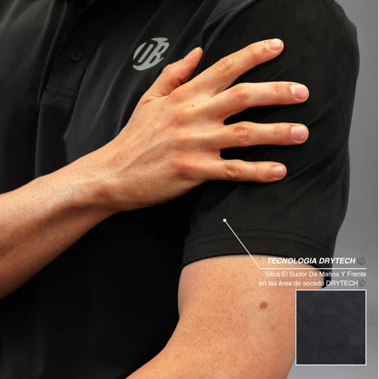 Men's Drybreak Black Polo - Padelspeed - UK padel and racket sports shop ()