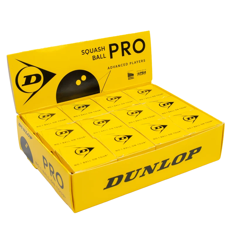 Dunlop Pro Double Yellow Dot Squash Balls (1 Dozen Box) - Padelspeed - UK padel and racket sports shop (Sports & Outdoors)