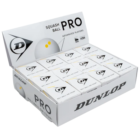 Dunlop Pro White Double Yellow Dot Squash Balls (1 Dozen Box) - Padelspeed - UK padel and racket sports shop (Sports & Outdoors)