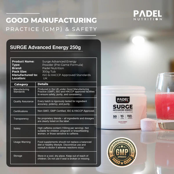 Padel Nutrition SURGE Advanced Energy 250g - Padelspeed - UK padel and racket sports shop ()