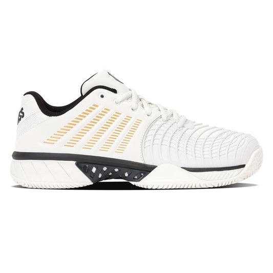 Men's Clay Tennis Shoes K-Swiss Express Light 3 (White/Gold) - Padelspeed - UK padel and racket sports shop (Shoes and accessories, Shoes)