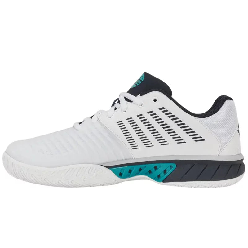 Men's Padel Shoes K-Swiss Express Light 3 (White/Carbon/Baltic) - Padelspeed - UK padel and racket sports shop (Shoes and accessories, Shoes)
