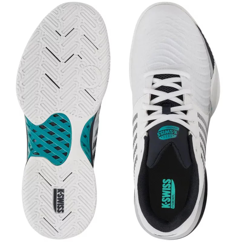 Men's Padel Shoes K-Swiss Express Light 3 (White/Carbon/Baltic) - Padelspeed - UK padel and racket sports shop (Shoes and accessories, Shoes)