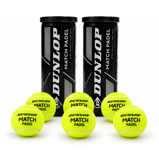 Padel Balls Dunlop Match Two Tube Pack (6 Balls)